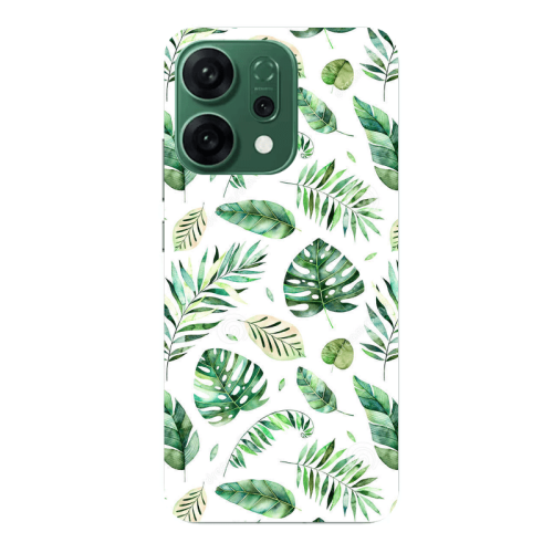 Oppo RENO 14 Green laves 2 Transparent Silicone TPU Θήκη